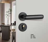 Serrure de porte d'appartement Kaiming TM-L06 grise minimaliste en aluminium, poignée de porte en bois, commande tactile ambidextre, silencieuse et facile à utiliser