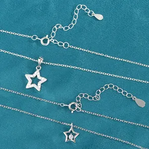 Hot Selling 925 Sterling Silver Full Diamond Star Of David Pendant Women's Necklace Jewelry