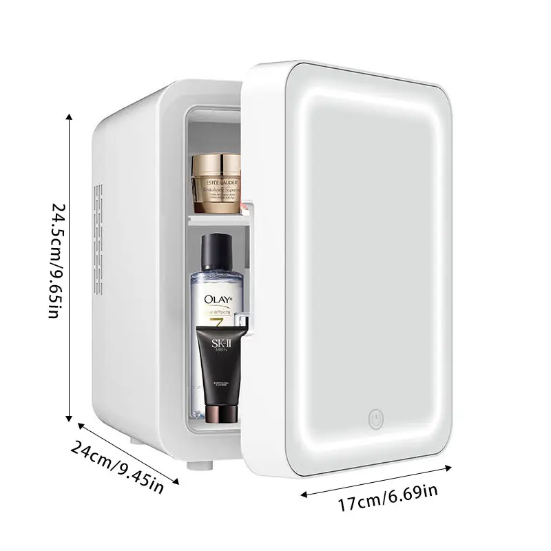 Taşınabilir 4L Mini küçük kozmetik Frigo buzdolabı güzellik cilt bakımı makyaj aynası 12v buzdolabı pembe ile Led ışık için yatak odası