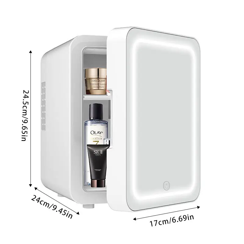 נייד 4L מיני קטן קוסמטי פריגו מקרר טיפוח עור יופי מראת איפור 12v מקרר ורוד עם אור לד לחדר שינה