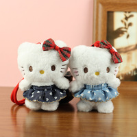 Mignon et créatif : Pendentif porte-clés pour sac à dos de filles, motif chat floral en peluche KT, avec rembourrage en coton PP
