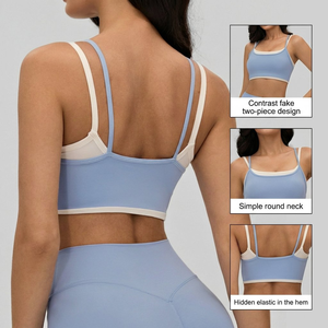 Sujetador Deportivo SHELL, Nuevo, con Tirantes Dobles de Color Contrastante, Alta Sujeción, Transpirable, Absorbe el Sudor, para Gimnasio, Running, Yoga - Product Image 2