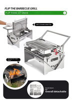 360 °   Barbecue rotatif d'extérieur en métal, gril pliant en acier inoxydable pour camping, pique-niques, fêtes sur la plage et usage domestique
