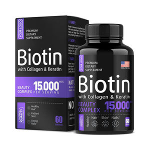 Capsules de Biotine, Collagène et Kératine 15000 MCG Formule USA Marque Blanche OEM – <span class=keywords><strong>Complément</strong></span> pour la Croissance des <span class=keywords><strong>Cheveux</strong></span> Sains, une Peau Éclatante et des Ongles Forts - Product Image 1