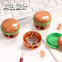 Taille-crayon créatif en forme de hamburger, taille-crayon manuel à double trou mignon pour étudiants