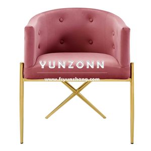 Hiện đại ăn ghế cánh tay với x Chân thép không gỉ thiết kế nhung ghế khách sạn - Product Image 6