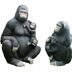 Nouvelle arrivée Design réaliste Sculpture Animal <span class=keywords><strong>Gorrila</strong></span> Statue matériau en fibre de verre réaliste Gorilla Statue - Product Image 1