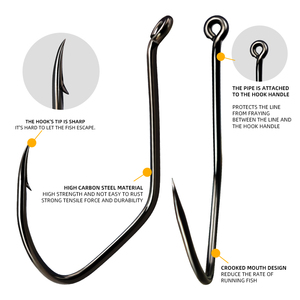 1/0 ~ 8/0 Schwarzer Nickel-Kohlenstoffs tahl Starker Wels haken Tiefsee barsch Wels haken Big River mit Barb und <span class=keywords><strong>Loop</strong></span> Sea Stream - Product Image 3