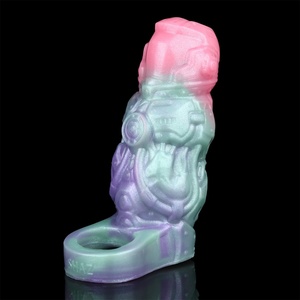 Knight's Mask Fantasy Penis Enlarger with Silicone Cock Ring <b>Dildo</b> Sleeve for Men - Product Image 5