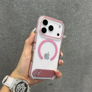 Funda Magnética Transparente de Acrílico de Alta Gama para iPhone 17/16 Pro Max, Color Naranja Vibrante, con Soporte, Nueva Tendencia 15 14 - Product Image 4
