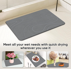 Tapis de bain en pierre à motif de vague moderne pour enfants Antidérapant Antimicrobien Séchage par absorption d'eau rapide Utilisation en camping - Product Image 4