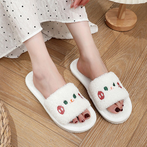Pantuflas de lujo para mujer, veganas, con punta abierta, afelpadas, para invierno, para el hogar, con suela de EVA, personalizables - Product Image 2