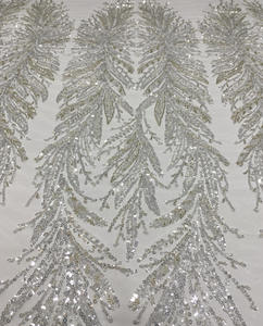 Usine <span class=keywords><strong>pas</strong></span> <span class=keywords><strong>cher</strong></span> prix luxe blanc dentelle tissu blanc perles sequin dentelle pour robe de mariée tissu - Product Image 6