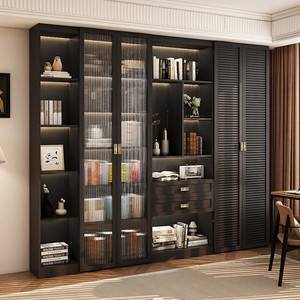 Estantería/Armario Moderno <span class=keywords><strong>de</strong></span> <span class=keywords><strong>Madera</strong></span> Maciza para Estudio, Biblioteca, Hogar y Hotel, <span class=keywords><strong>con</strong></span> Puertas Antipolvo, Mueble <span class=keywords><strong>de</strong></span> Almacenamiento <span class=keywords><strong>de</strong></span> Pie - Product Image 3