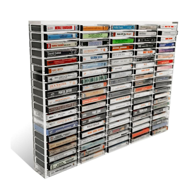 Bespoke Clear Acrylic Wall Cassette Tape Display Rack Holder Stamp Pad Organizer for Easy Sorting Lucite Divided Shelf Stand