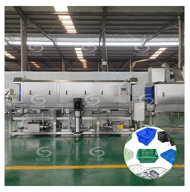 Çin 3 yıl garanti endüstriyel sandık sepeti sandık yıkayıcı ciro sepet yıkama makinesi temiz