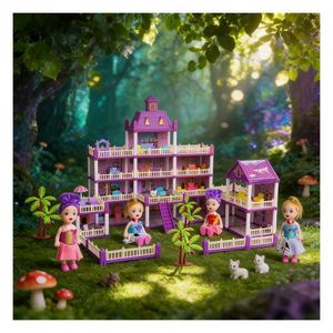 Luxury Story Mansion <b>Plastic</b> Dollhouse with Balcony Pool <b>Slide</b> Elevator Furniture Gift Toy for 5 to 7 Years Playroom - Product Image 2