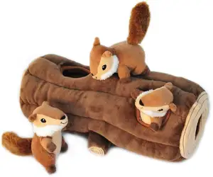 HOT selling Woodland Friends Burrow Interactive Squeaky Hide and Seek Plush Dog Toy Dog Squeaky Toy