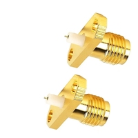 Connecteur de panneau femelle, Type à bride 2 trous, SMA, RF, adaptateur Coaxial, rail à souder, pièces