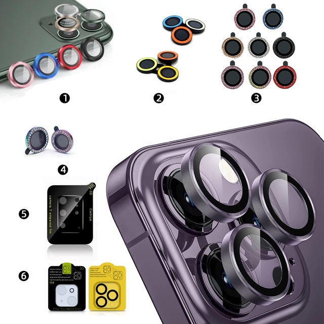 Premium HD Camera Lens Protector for iPhone 15 14 13 12 16 17 Pro Max Metal Camera Lens Ring Protector Camera Screen Cover Film