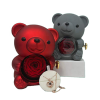 Coffret cadeau de bijoux créatif romantique saint valentin fête des mères anneau rotatif collier ours fleur éternelle