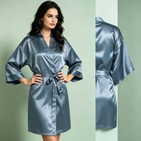 Robe de massage en satin soyeux haut de gamme, personnalisable avec logo, idéale pour les salons de coiffure, instituts de maquillage permanent et salons d'extension de cils