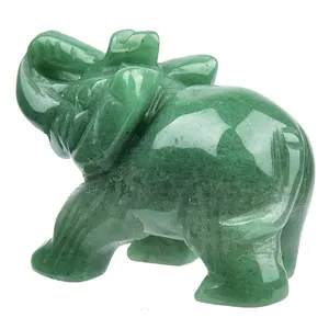 Della pietra preziosa Artigianato Elefante Verde Avventurina Intagliato A Mano di Cristallo RTS