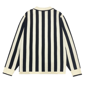 Suéter tipo <span class=keywords><strong>polo</strong></span> personalizado de punto jacquard a rayas para <span class=keywords><strong>hombre</strong></span> con decoración de logotipo - Product Image 5