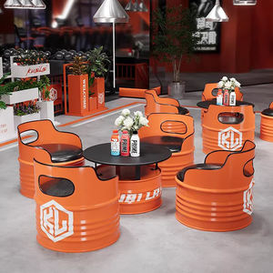 ชุดโต๊ะเก้าอี้เหล็กสไตล์อินดัสเทรียลวินเทจ ทำจากถังน้ำมัน  รักษ์โลก ทนทาน เหมาะสำหรับร้านอาหาร โรงแรม คาเฟ่ ใช้ได้ทั้งในร่มและกลางแจ้ง - Product Image 6