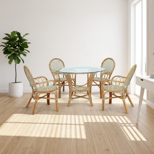 Ensemble de salle à manger Albany Bistro en rotin, design asiatique, table et chaises pour la maison, l'hôtel, la villa - Product Image 1