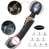 Vibrateur double extrémité puissant 2-en-1 avec 10 vitesses de vibration, masseur baguette AV pour adulte, jouet sexuel pour femme - Vente en gros
