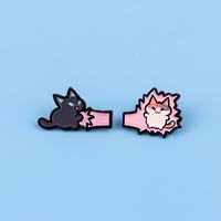 Pin Logam Grosir Motif Kartun Kucing & Ikan, Bros Kreatif Cetak UV Logam, Pin Pasangan Hewan untuk Pakaian, Tas & Ransel
