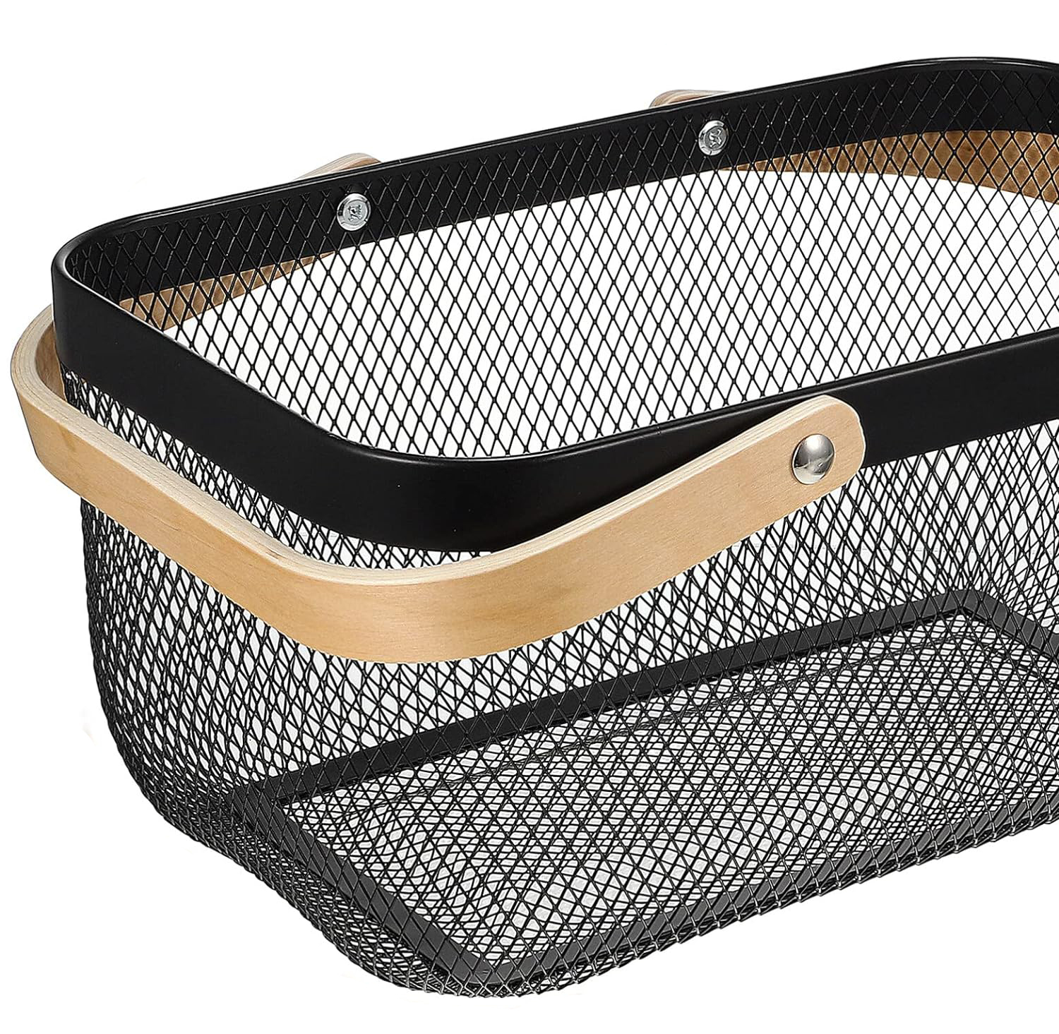 Home Kitchen Picnic Food Fruit Vegetables Sundries Rectangle Metal Basket Mesh Storage Basket With Handle · image 3