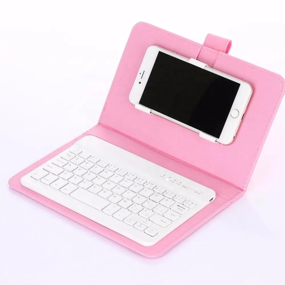 portable mobile phone keyboard with pu leather case For Android mobiles phones iphone