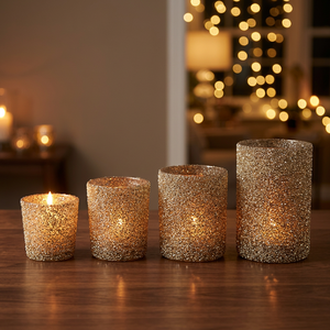 Sonnet Decor Porte-bougie et support en verre fait main Modèle 2055 1 couleur Impression numérique Décoration d'intérieur Bougie votive de Noël - Product Image 4