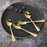 Vente en gros 410 cuillère à thé en acier inoxydable or pour le café style de luxe de qualité alimentaire maison couverts cuillère à dessert avec logo personnalisé