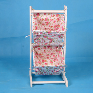 Wooden <b>Storage</b> Rack With Floral <b>Baskets</b> 36x36x106cm Standing Type Bedroom Organizer - Product Image 4