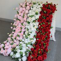 Chemin de table en soie artificielle, fleurs longues, roses blanches, rouges et roses, décoration pour mariage, banquet, événement