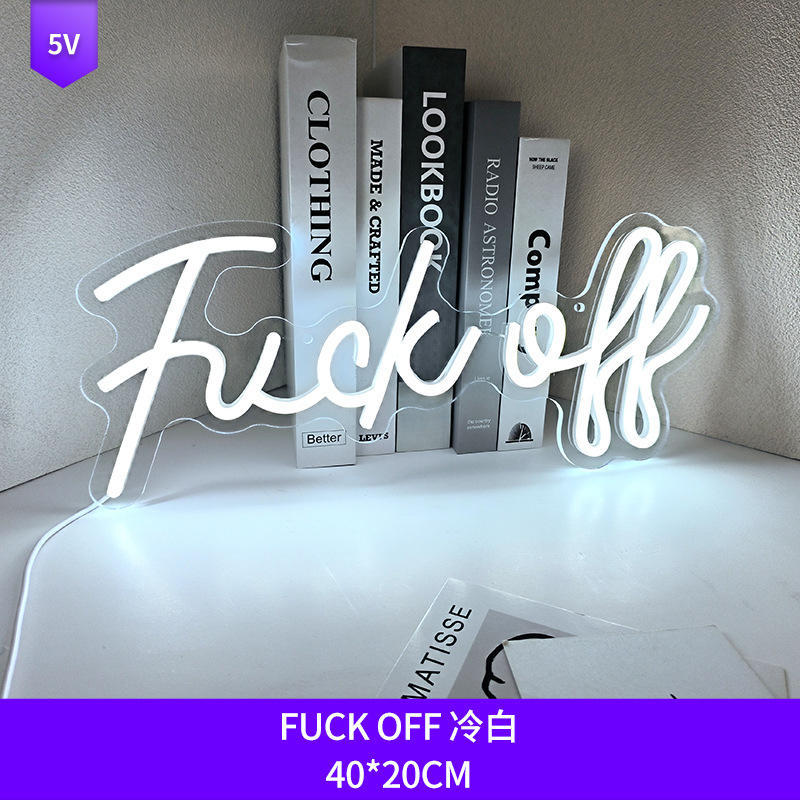 Letra de neón signo-Fuck off blanco fresco