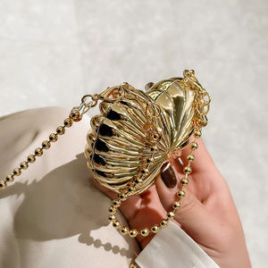 JIOMAY Damen Metallic Umhängetasche Hochwertige Leichte Tasche mit Klappverschluss und Kettendekoration für Alle Jahreszeiten Mini-Tasche - Product Image 4