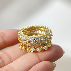 Anillos de Eternidad de Lujo Estilo Hip-Hop, Chapados en Oro de 18K, con Circonitas Cúbicas Brillantes y Borlas, para Mujer - Product Image 5