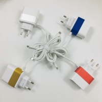 Micro USB avec câble Chargeur de voyage à domicile Chargeur de téléphone portable EU Adaptateur 3 USB