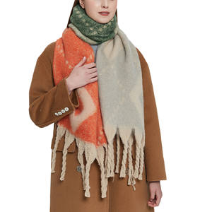 Losange couleur écharpe hiver épais <span class=keywords><strong>Mohair</strong></span> grand Jacquard diamant carreaux <span class=keywords><strong>Cape</strong></span> gros cachemire écharpes - Product Image 5