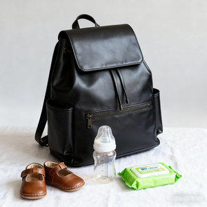 Nhà Sản Xuất Tùy Chỉnh Vegan Da Tã Ba Lô Đa Chức Năng PU Da Mẹ Ba Lô Với Cách Điện Túi Chai - Product Image 4