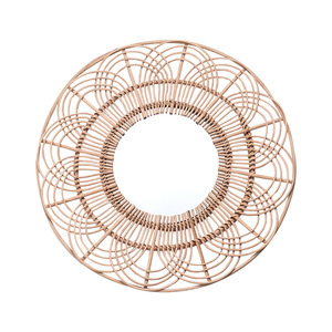 Rattan Decorative <b>Mirror</b> Round Handmade Wall <b>Hanging</b> Entryway <b>Mirror</b> Black Framed Colored Lens - Product Image 4