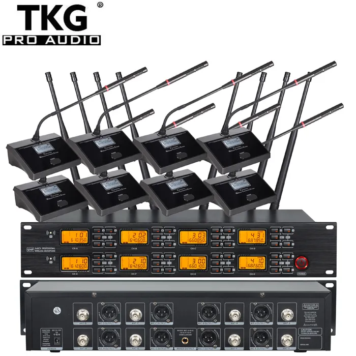 UR-8000C Audio TKG 640-690Mhz UHF 8 Saluran Sistem Mikrofon Konferensi Pertemuan