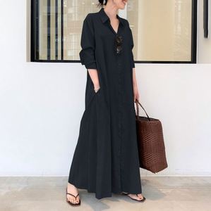 Nouvelle <span class=keywords><strong>Robe</strong></span> Chemise <span class=keywords><strong>2022</strong></span> Style Printemps <span class=keywords><strong>Automne</strong></span> Femme, Couleur Unie Manches Longues Boutonnée avec Poches, Ample <span class=keywords><strong>D</strong></span>écontractée Longue Style Musulman - Product Image 1