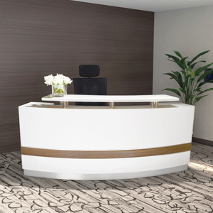 QS-RC08 Modern Reception Front <strong>Desk</strong> for Hotel <strong>High</strong> Quality <strong>White</strong> <strong>High</strong> <strong>Gloss</strong> Eco-Friendly Durable Information <strong>Desk</strong> Counter <strong>Desk</strong> - Product Image 1