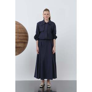 Traje de Falda Azul Marino Elegante para Mujer Puane con Cremallera Oculta, Tela Fluida, Corte Moderno para Negocios y Eventos Especiales - Product Image 3