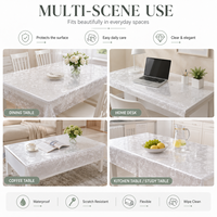 Protège-table en PVC transparent gaufré à motifs floraux, Housse de table en PVC souple, imperméable et anti-rayures, pour une surface de bureau élégante